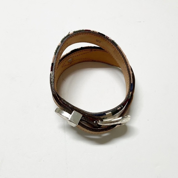 Circle Y of Yoakum Womens Leather Hand Woven Silvertone Boho Buckle Belt Size 26 - Picture 3 of 7